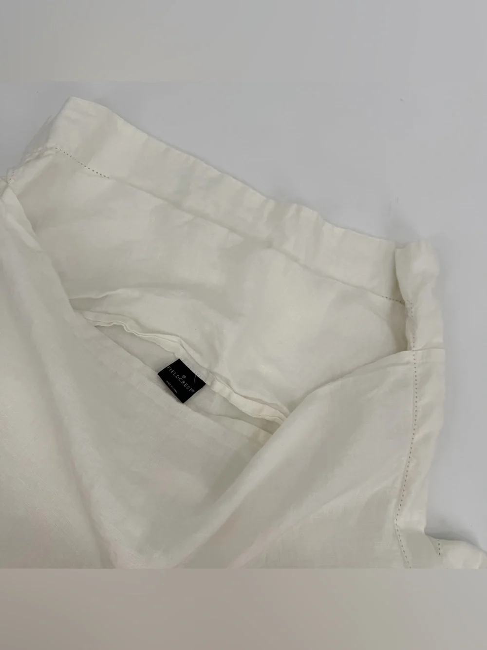 Fieldcrest Pillow Sham King Ivory White Linen Single (1) Pillow Cover Cottage